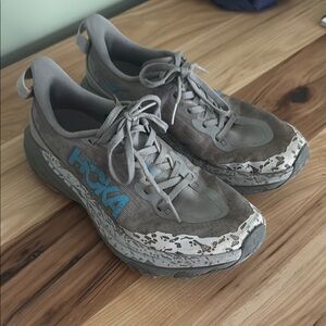 Hoka Speedgoat 6 Women's Gray and Blue Trail Running Shoes